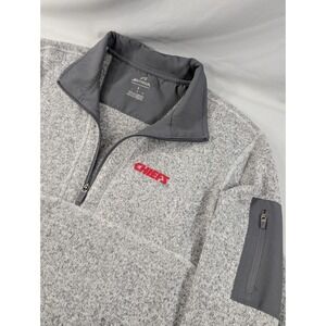 Kansas City Chiefs Antigua Quarter Zip Pullover Mens Large Gray Jacket NFL